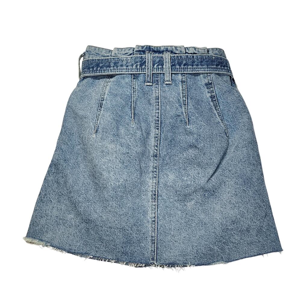 We The Free People East Of Eden Belted Denim Frayed Mini Skirt Blue Size 26 - Picture 6 of 10
